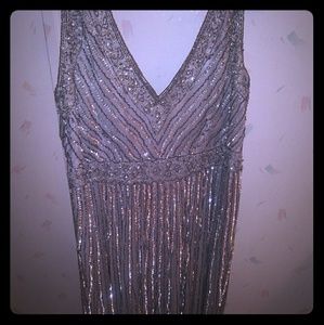 Beautiful silver hand beaded gown